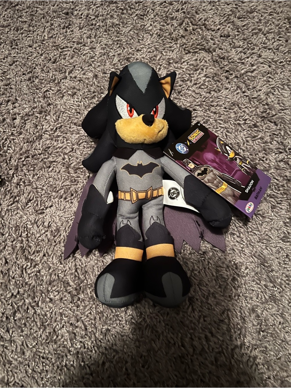 Shadow the Hedgehog Batman Crossover Plush Toy - Black & Gray
